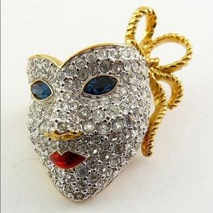 SWAROVSKI Masquerade/Mardi Gras Mask Pin Brooch